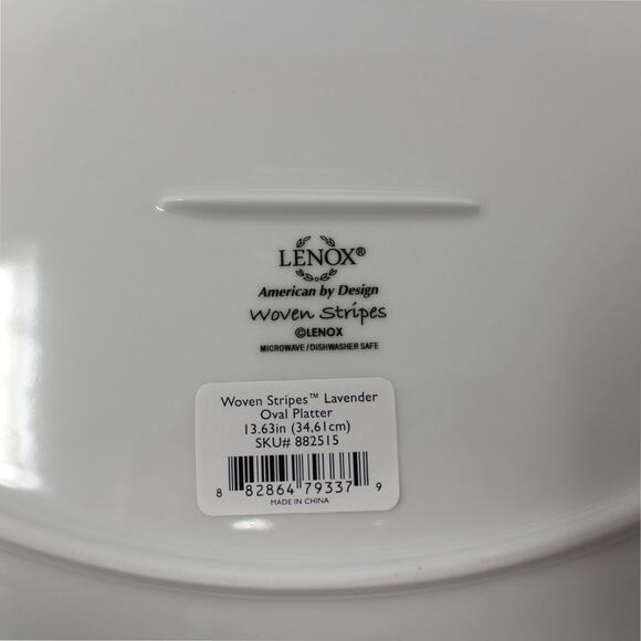 NEW Lenox Woven Stripes Lavender 13" Oval Serving Platter - Picture 5 of 9